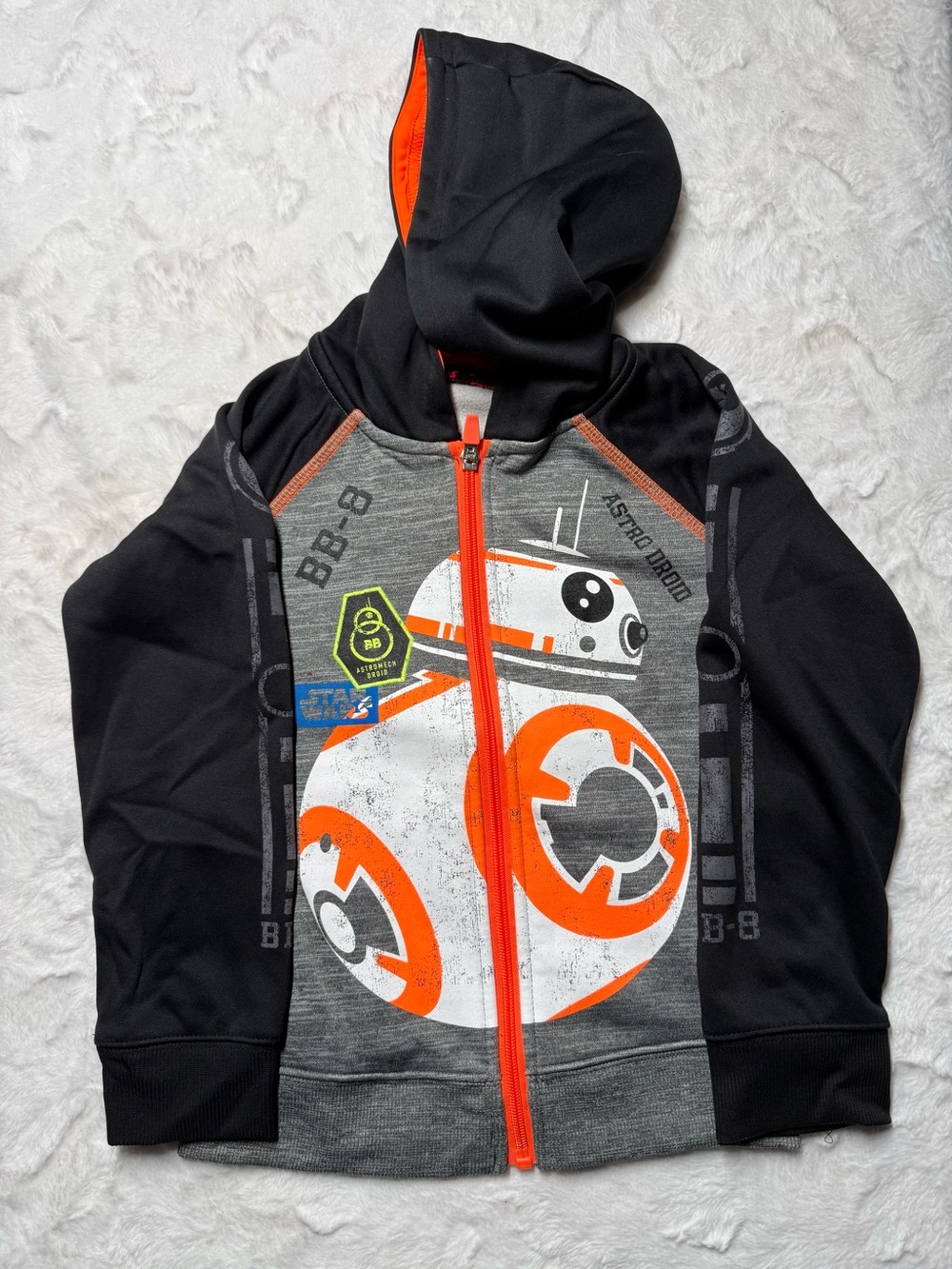 Star Wars BB-8 Zip Hoodie - Black, Orange & Gray Boys 5